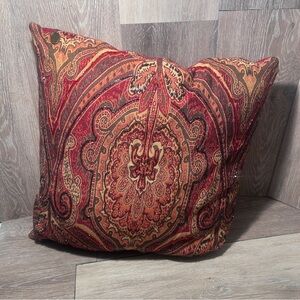 New Pier 1 Imports Vintage-Inspired Floral Throw Pillow– Baroque Red Gold Accent